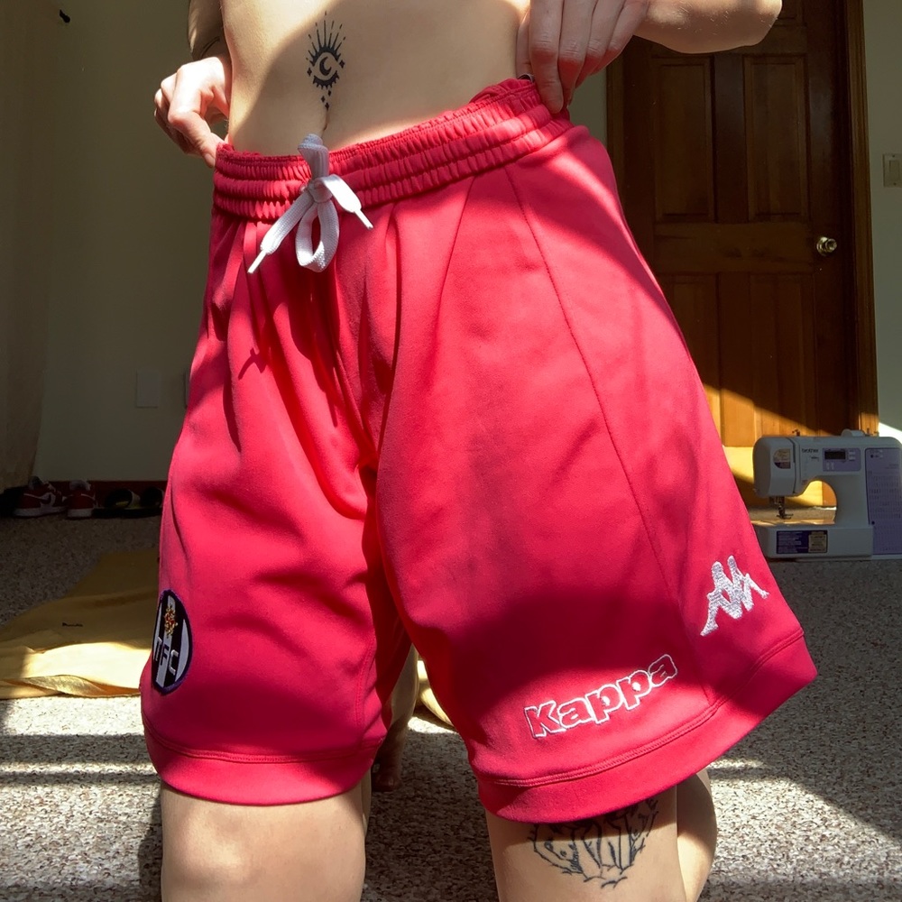 Hot pink Kappa basketball shorts for women